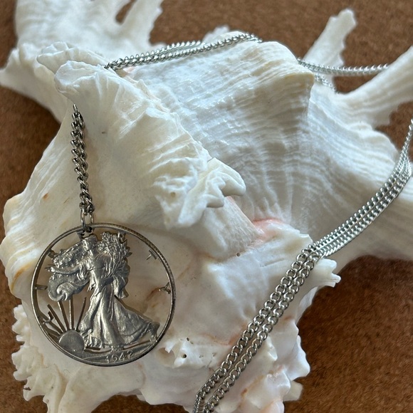 1942 Silver Walking Liberty Half Dollar Pendant - Picture 2 of 6